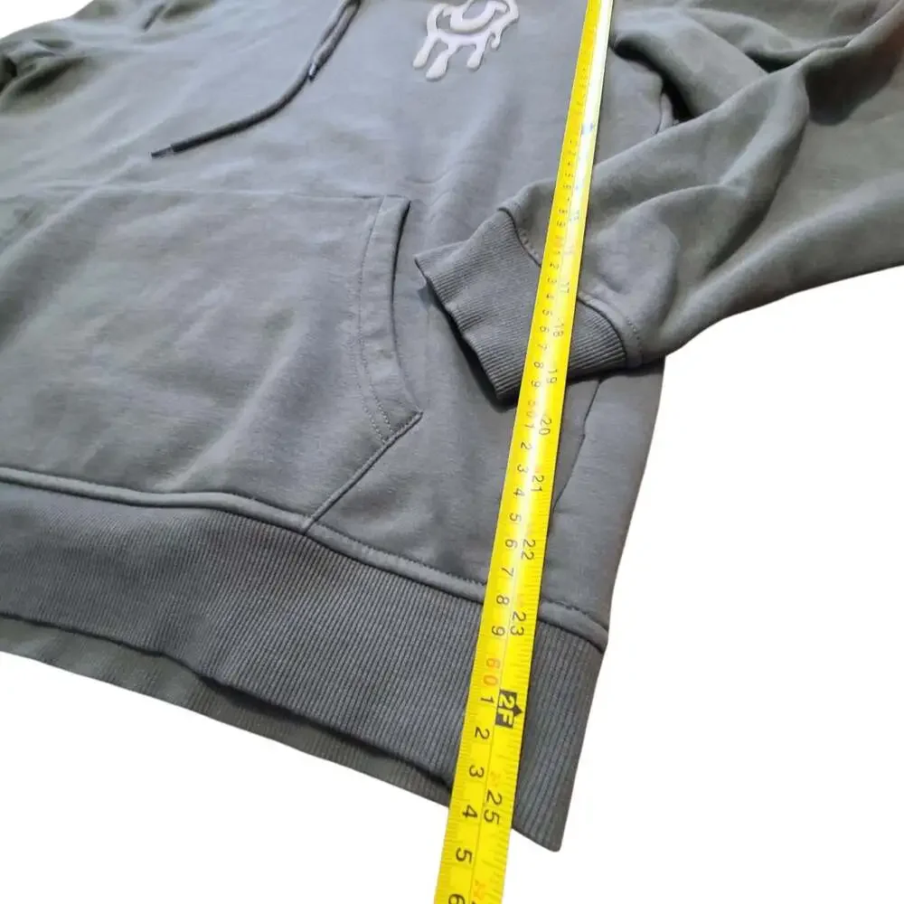 True Religion Men's M Drip Horseshoe Buddha Graphic Pullover Hoodie Olive Green